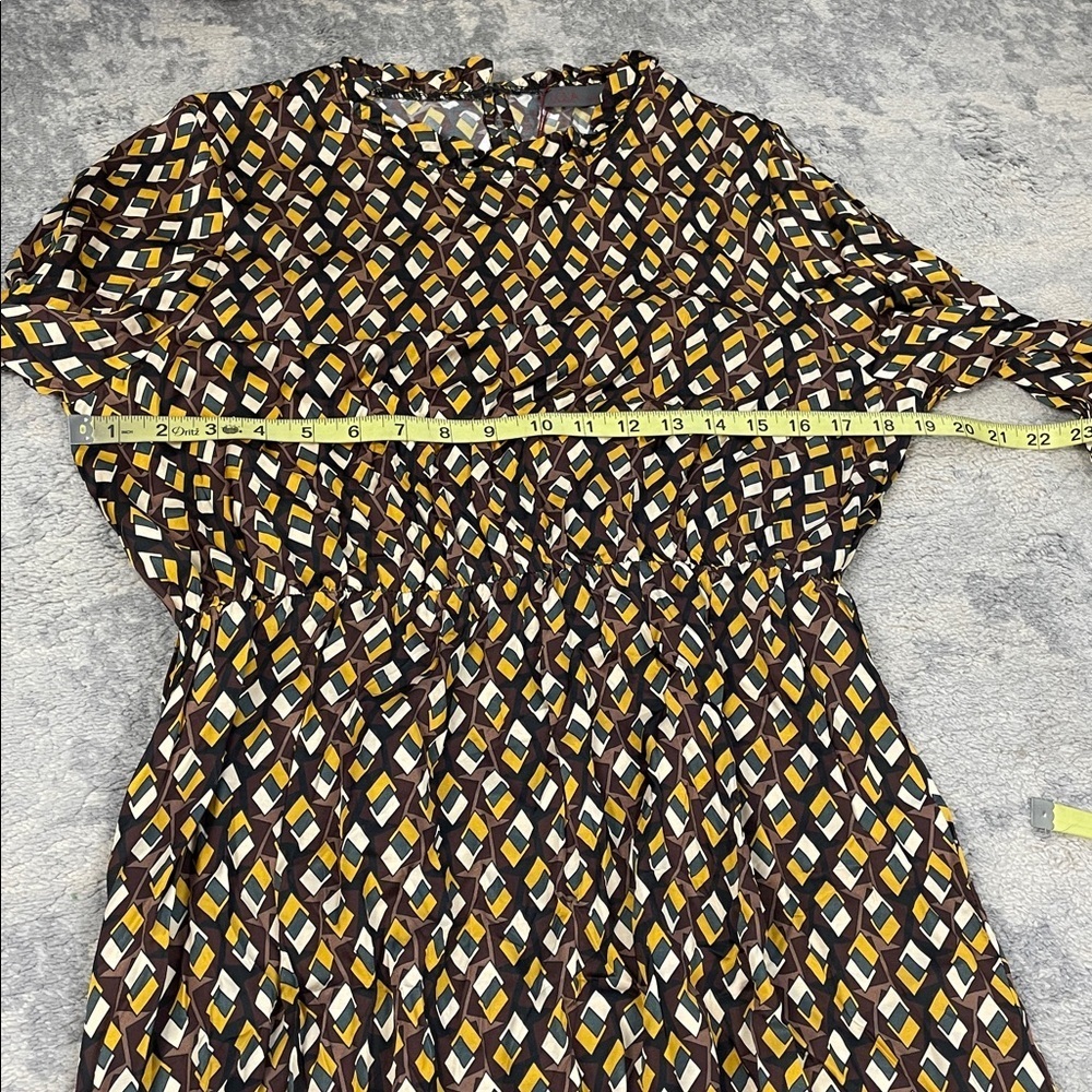 NWT Lola Italy Silk Blend Long Sleeve Geometric Midi Dress Bohemian Sz L - Picture 8 of 11
